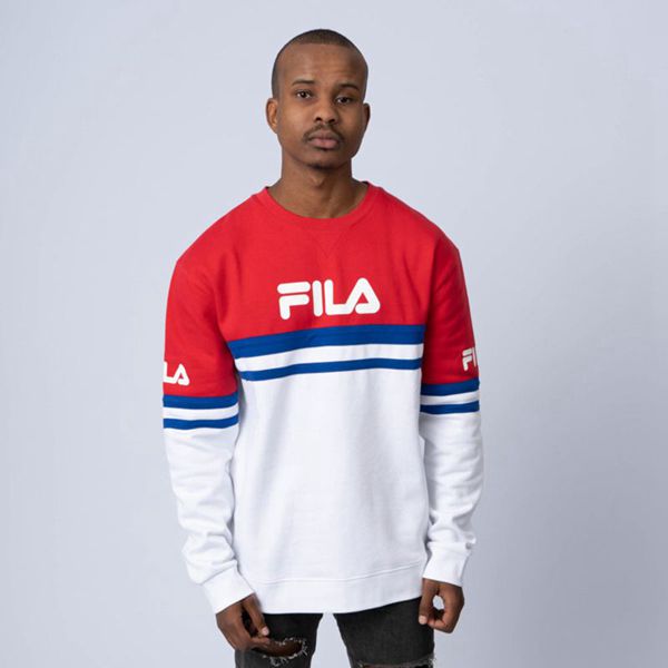 Moletons Fila Homem Vermelhas/Azuis/Branco - Fila Luigi (Brushed) Loja Online Portugal,OBHD-01826